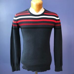 Ben Sherman Retro Small Cotton Sweater Blue Red